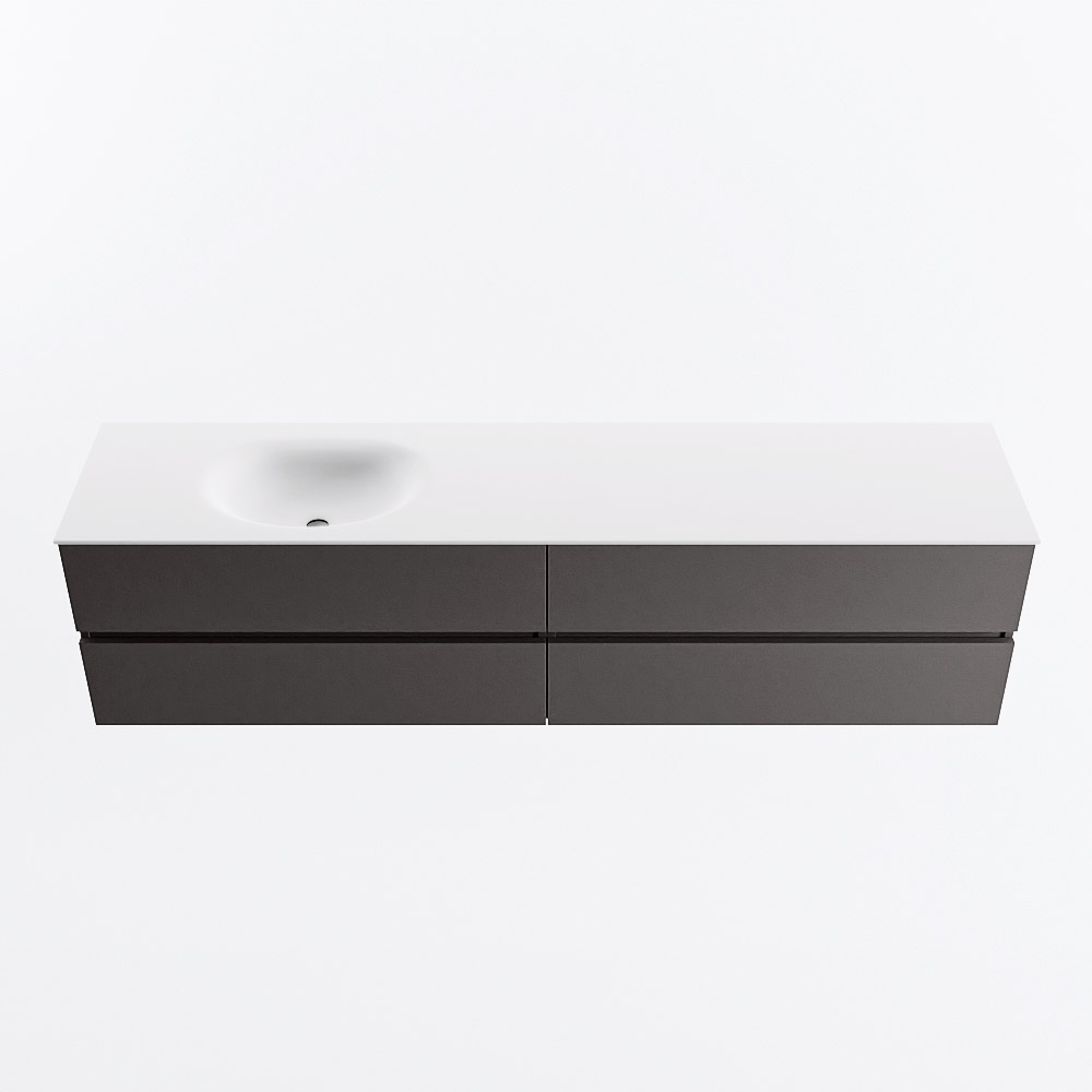 MONDIAZ VICA 200cm mueble de baño Dark Grey 4 cajones. Lavabo MOON Izquierda sin orificio, color Talc. 5 MONDIAZ VICA 200cm mueble de baño Dark Grey 4 cajones. Lavabo MOON Izquierda sin orificio, color Talc. - Imagen 5