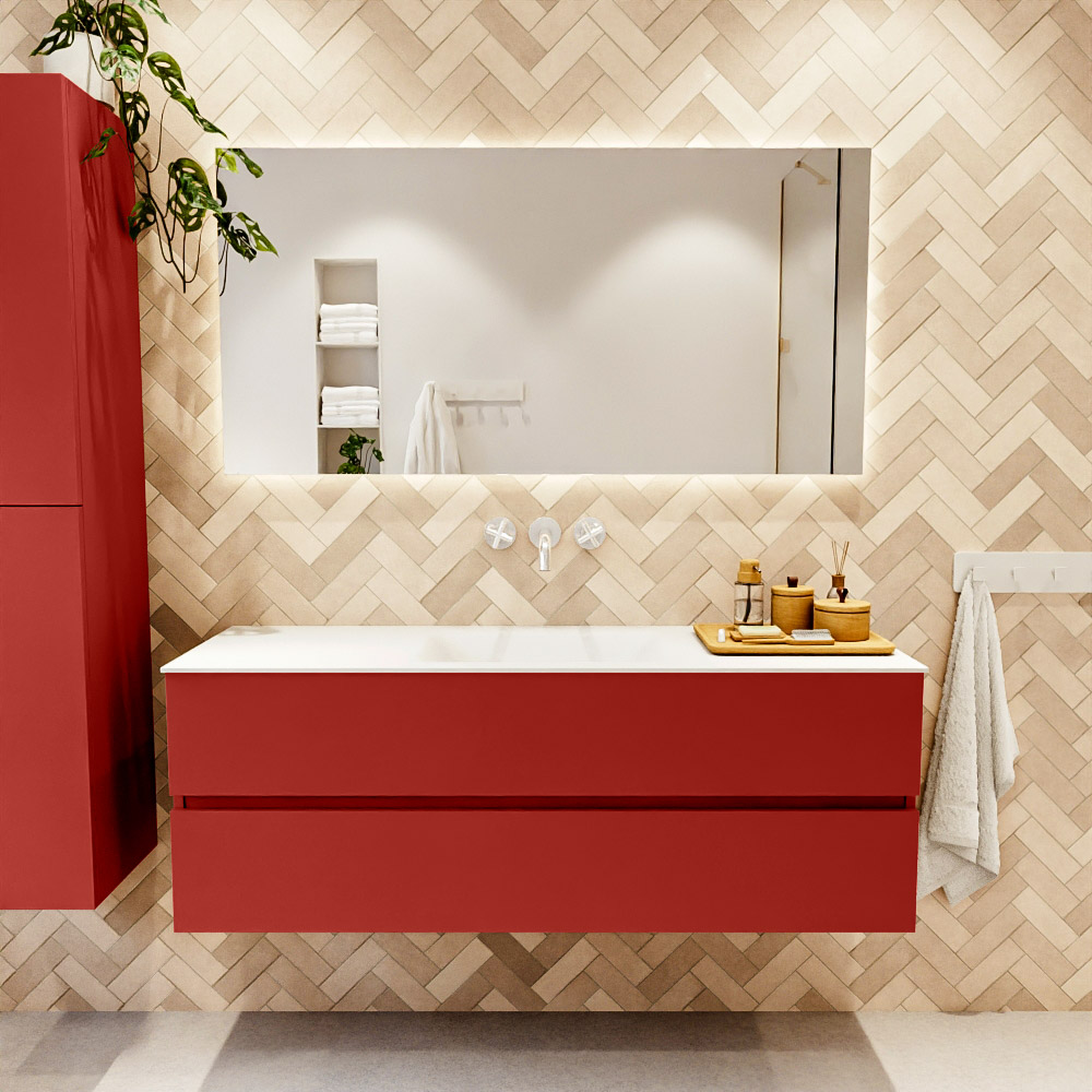 MONDIAZ VICA 140cm mueble de baño Fire 2 cajones. Lavabo CLOUD Centro sin orificio, color Talc. 2 color Talc.