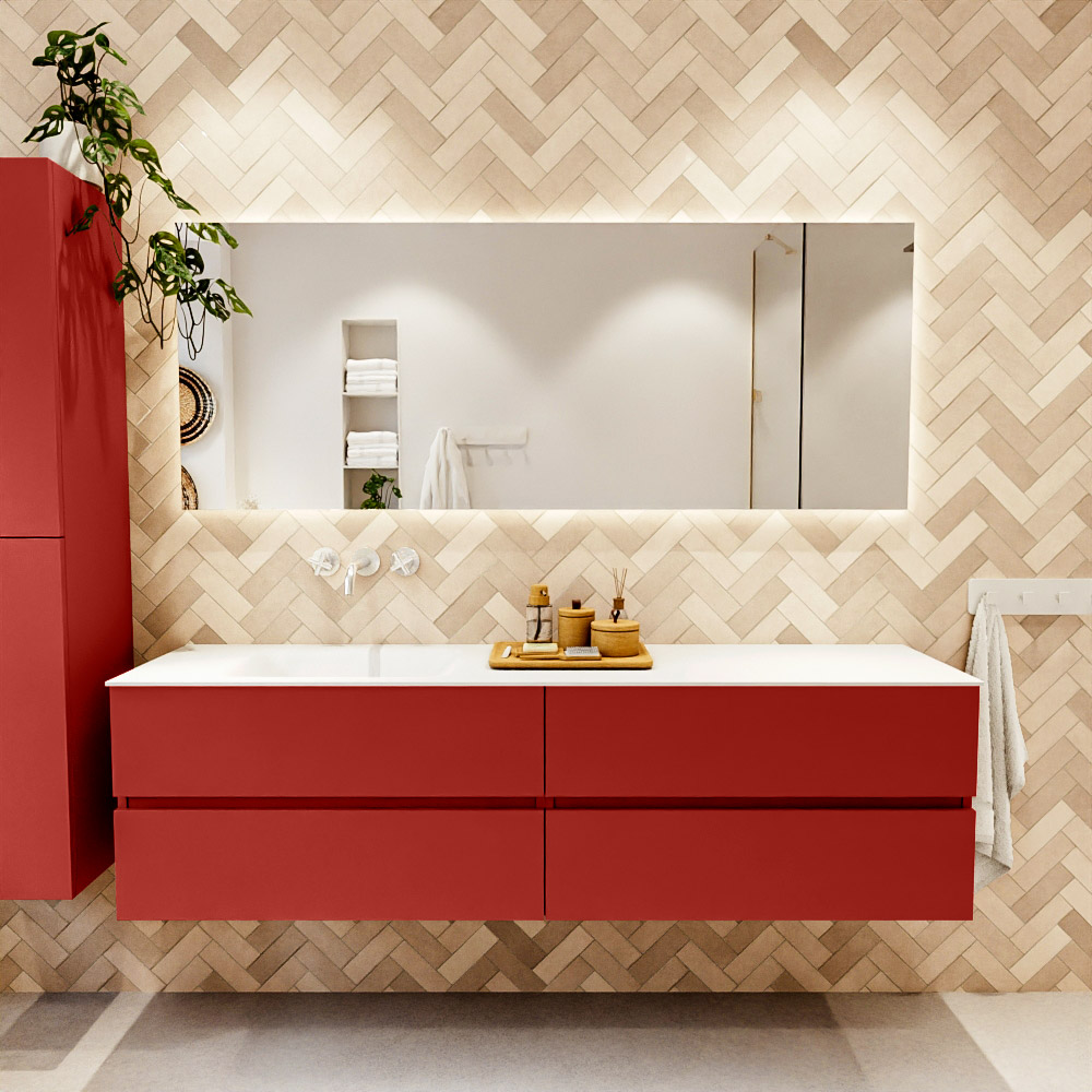 MONDIAZ VICA 180cm mueble de baño Fire 4 cajones. Lavabo CLOUD Izquierda sin orificio, color Talc. 2 color Talc.