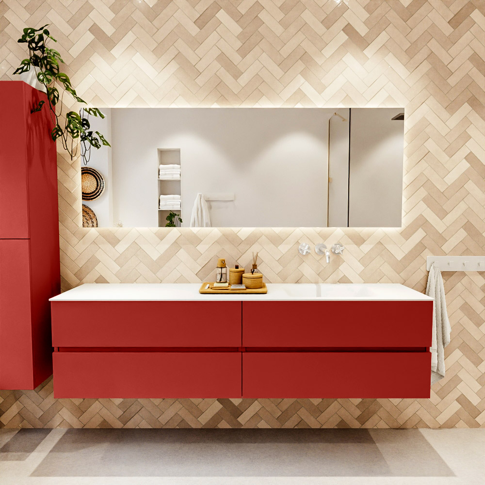 MONDIAZ VICA 190cm mueble de baño Fire 4 cajones. Lavabo CLOUD Derecho sin orificio, color Talc. 2 color Talc.