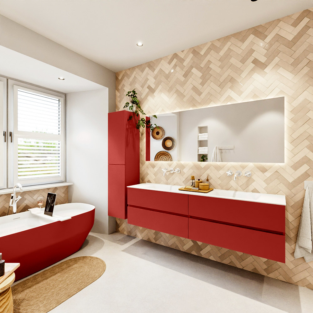 MONDIAZ VICA 180cm mueble de baño Fire 4 cajones. Lavabo CLOUD Doble sin orificio, color Talc. 4 MONDIAZ VICA 180cm mueble de baño Fire 4 cajones. Lavabo CLOUD Doble sin orificio, color Talc. - Imagen 4