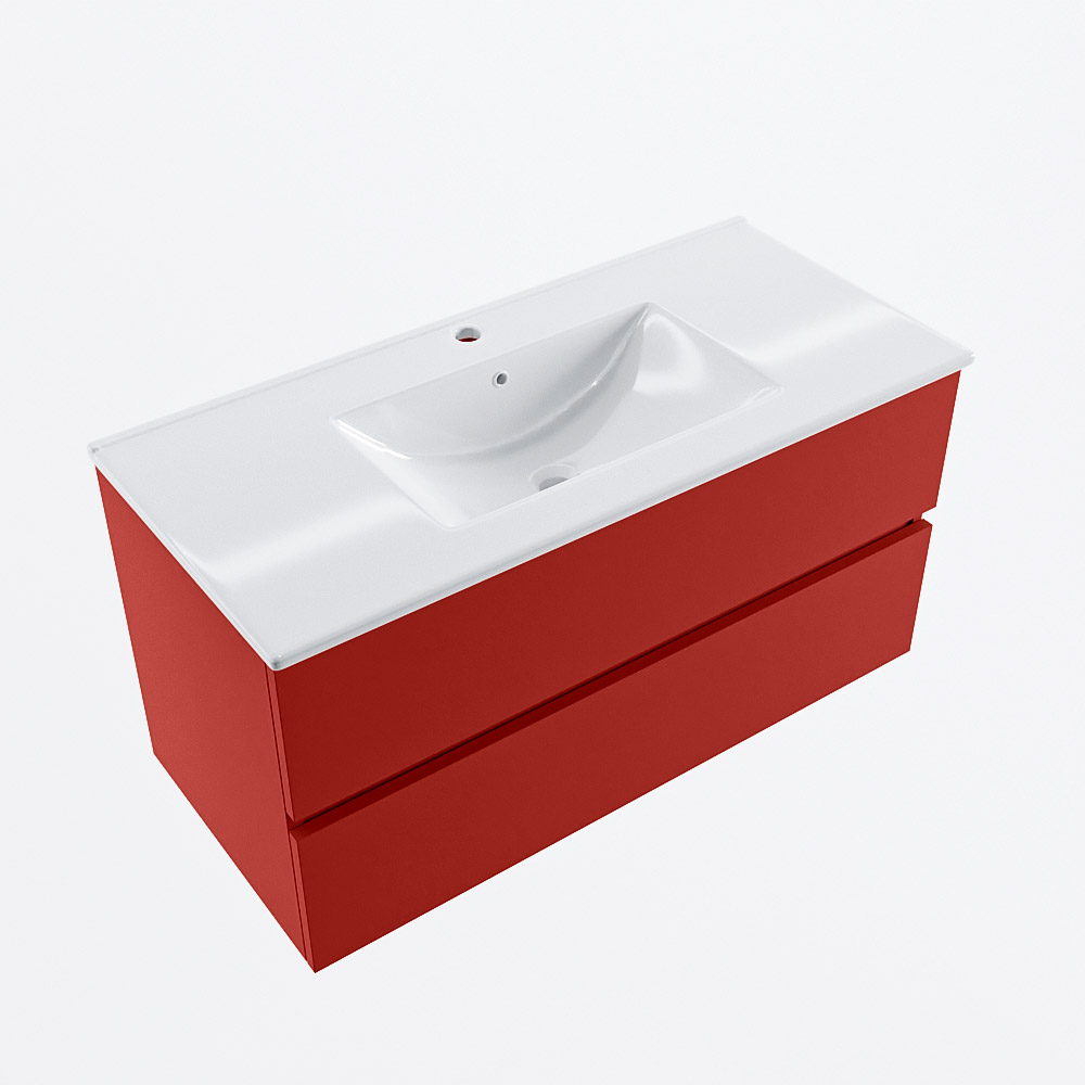 MONDIAZ VICA 100cm mueble de baño Fire 2 cajones. Lavabo DENIA Centro 1 orificio, color Blanco brillo. 6 MONDIAZ VICA 100cm mueble de baño Fire 2 cajones. Lavabo DENIA Centro 1 orificio, color Blanco brillo. - Imagen 6
