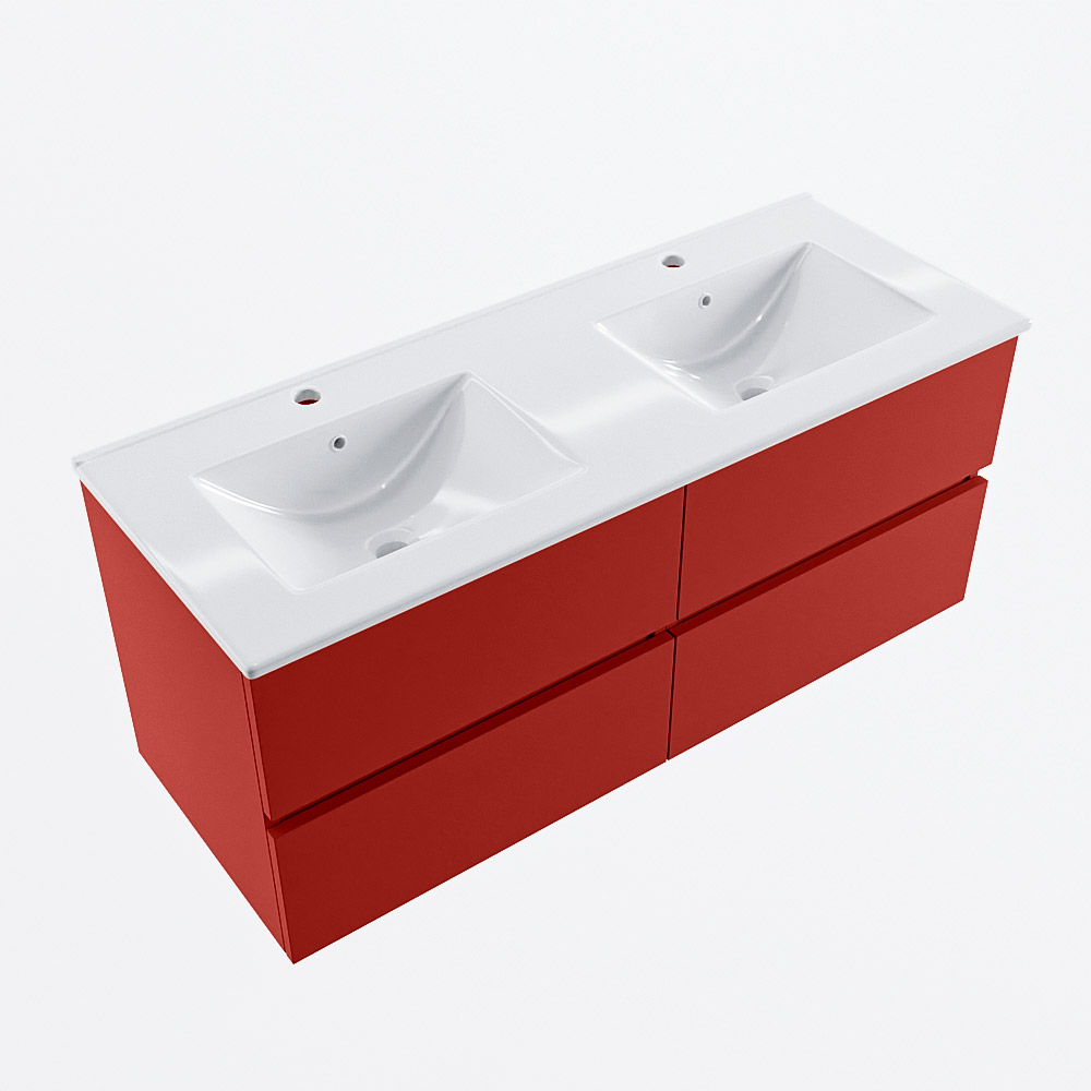 MONDIAZ VICA 120cm mueble de baño Fire 4 cajones. Lavabo DENIA Doble 2 orificios, color Blanco brillo. 6 MONDIAZ VICA 120cm mueble de baño Fire 4 cajones. Lavabo DENIA Doble 2 orificios, color Blanco brillo. - Imagen 6