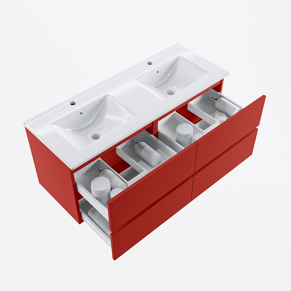 MONDIAZ VICA 120cm mueble de baño Fire 4 cajones. Lavabo DENIA Doble 2 orificios, color Blanco brillo. 7 MONDIAZ VICA 120cm mueble de baño Fire 4 cajones. Lavabo DENIA Doble 2 orificios, color Blanco brillo. - Imagen 7