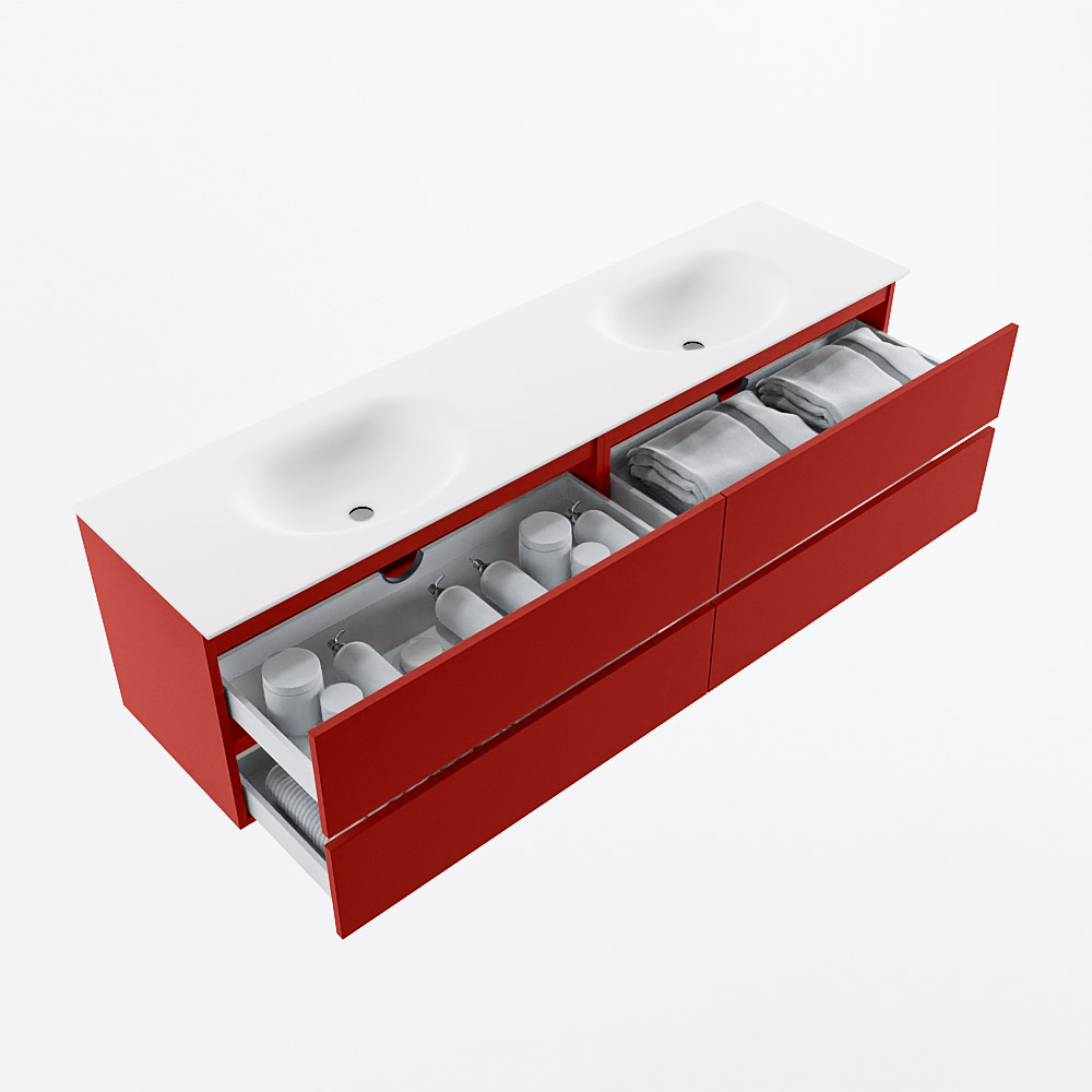 MONDIAZ VICA 180cm mueble de baño Fire 4 cajones. Lavabo MOON Doble 2 orificios, color Talc. 7 MONDIAZ VICA 180cm mueble de baño Fire 4 cajones. Lavabo MOON Doble 2 orificios, color Talc. - Imagen 7