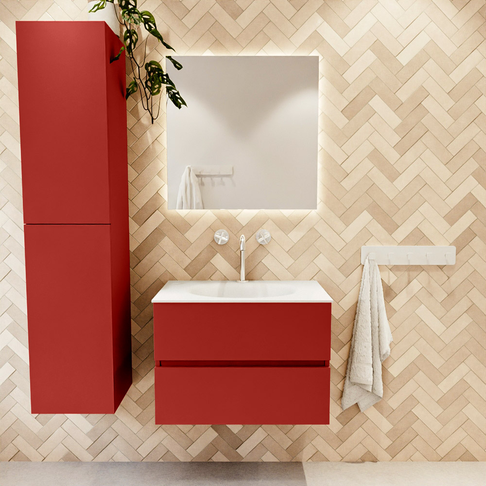 MONDIAZ VICA 70cm mueble de baño Fire 2 cajones. Lavabo MOON Centro 1 orificio, color Talc. 2 color Talc.