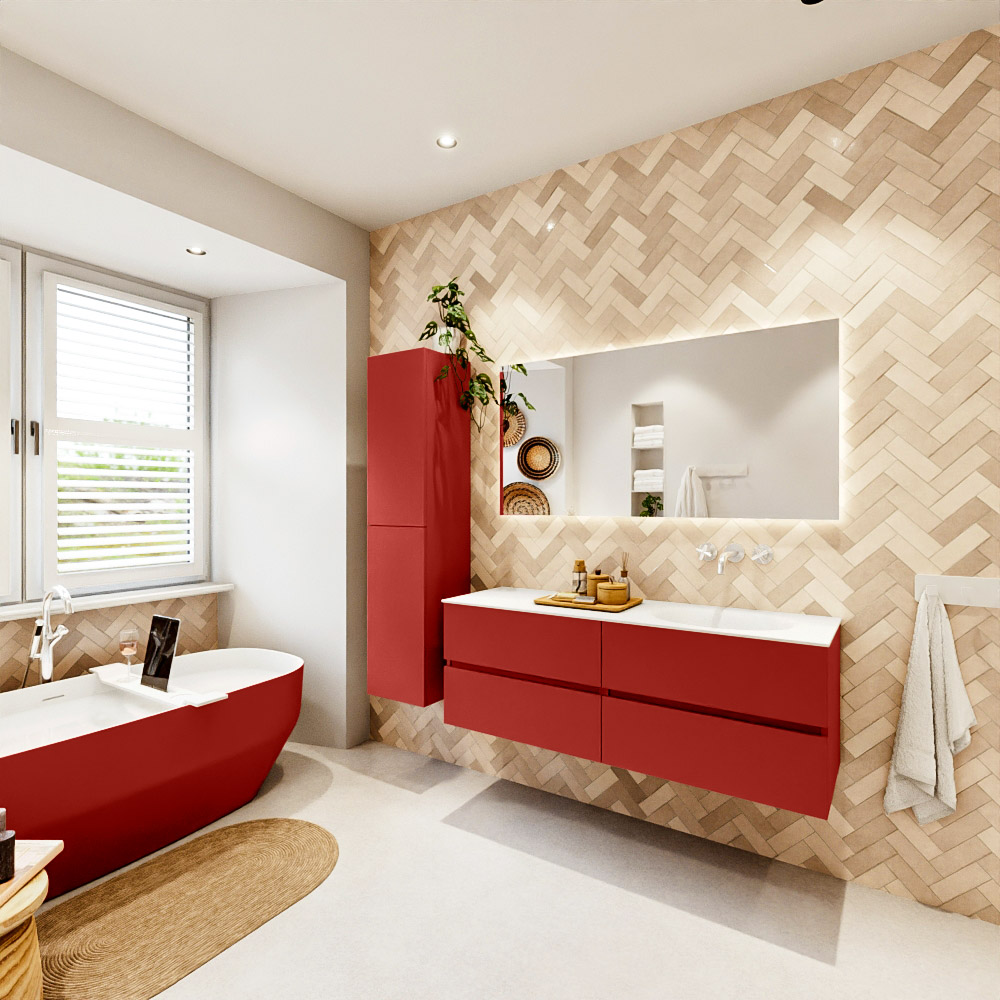 MONDIAZ VICA 140cm mueble de baño Fire 4 cajones. Lavabo MOON Derecho sin orificio, color Talc. 4 MONDIAZ VICA 140cm mueble de baño Fire 4 cajones. Lavabo MOON Derecho sin orificio, color Talc. - Imagen 4