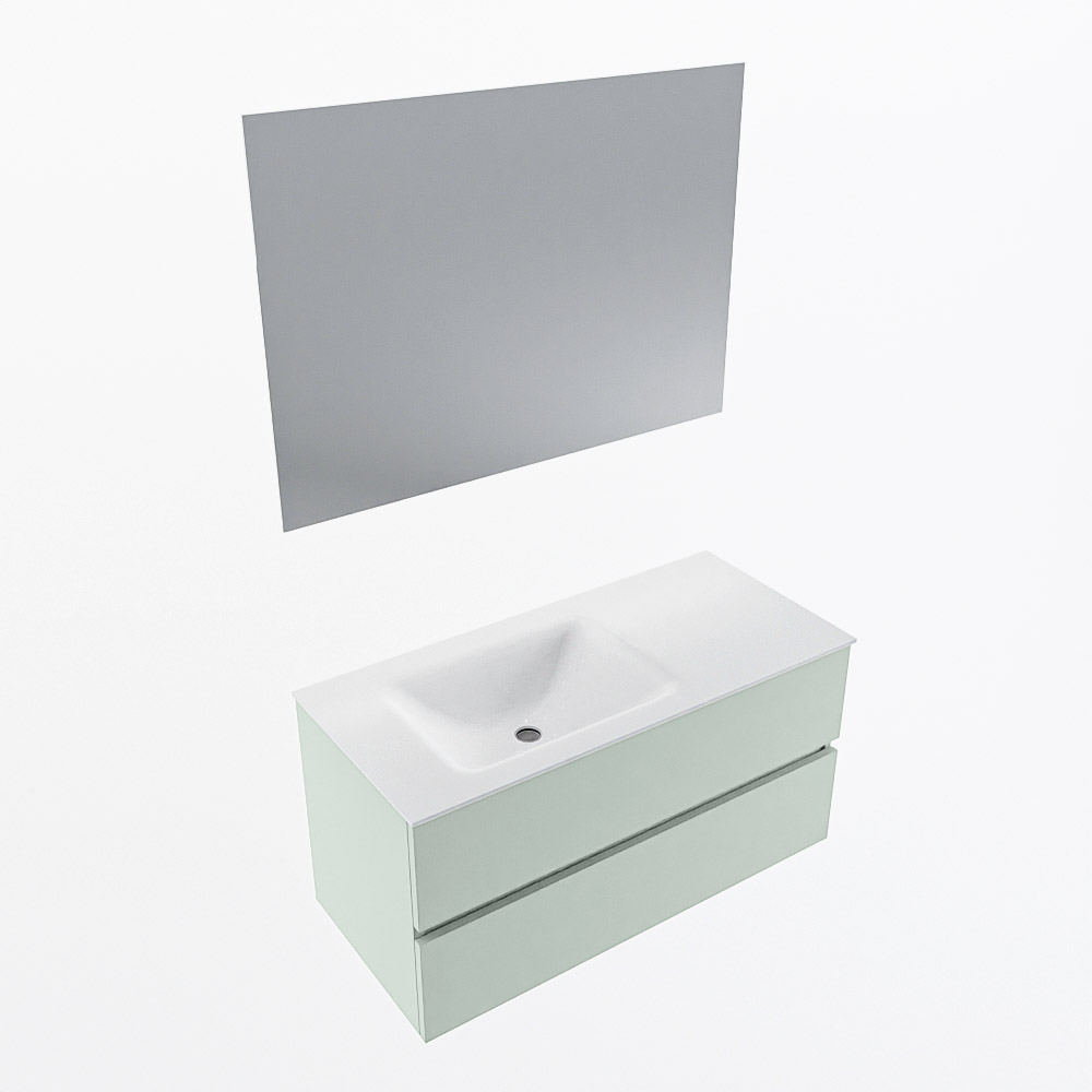 MONDIAZ VICA 100cm mueble de baño Greey 2 cajones. Lavabo CLOUD Izquierda 1 orificio color Talc con espejo LED. 6 MONDIAZ VICA 100cm mueble de baño Greey 2 cajones. Lavabo CLOUD Izquierda 1 orificio color Talc con espejo LED. - Imagen 6