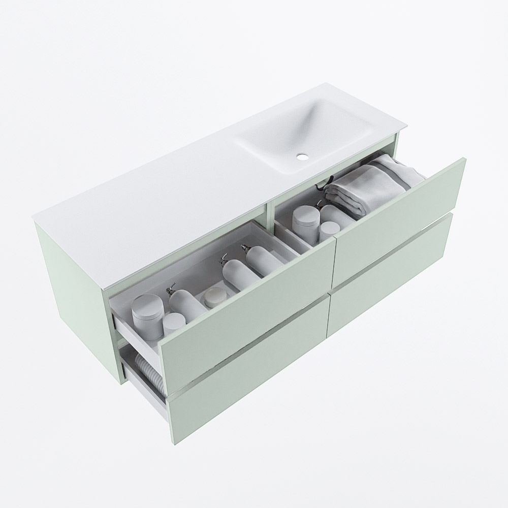 MONDIAZ VICA 140cm mueble de baño Greey 4 cajones. Lavabo CLOUD Derecho 1 orificio, color Talc. 7 MONDIAZ VICA 140cm mueble de baño Greey 4 cajones. Lavabo CLOUD Derecho 1 orificio, color Talc. - Imagen 7