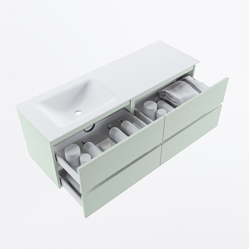 MONDIAZ VICA 140cm mueble de baño Greey 4 cajones. Lavabo CLOUD Izquierda sin orificio, color Talc. 7 MONDIAZ VICA 140cm mueble de baño Greey 4 cajones. Lavabo CLOUD Izquierda sin orificio, color Talc. - Imagen 7