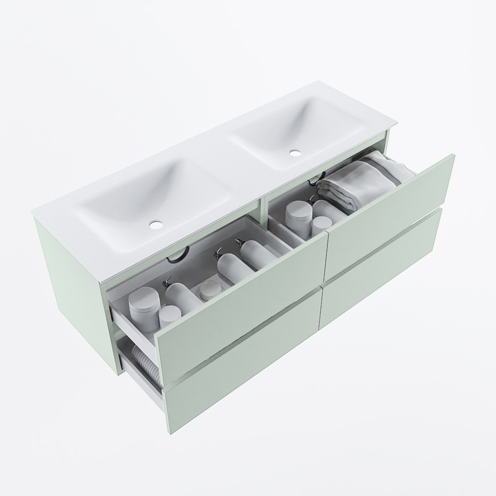 MONDIAZ VICA 140cm mueble de baño Greey 4 cajones. Lavabo CLOUD Doble sin orificio, color Talc. 7 MONDIAZ VICA 140cm mueble de baño Greey 4 cajones. Lavabo CLOUD Doble sin orificio, color Talc. - Imagen 7