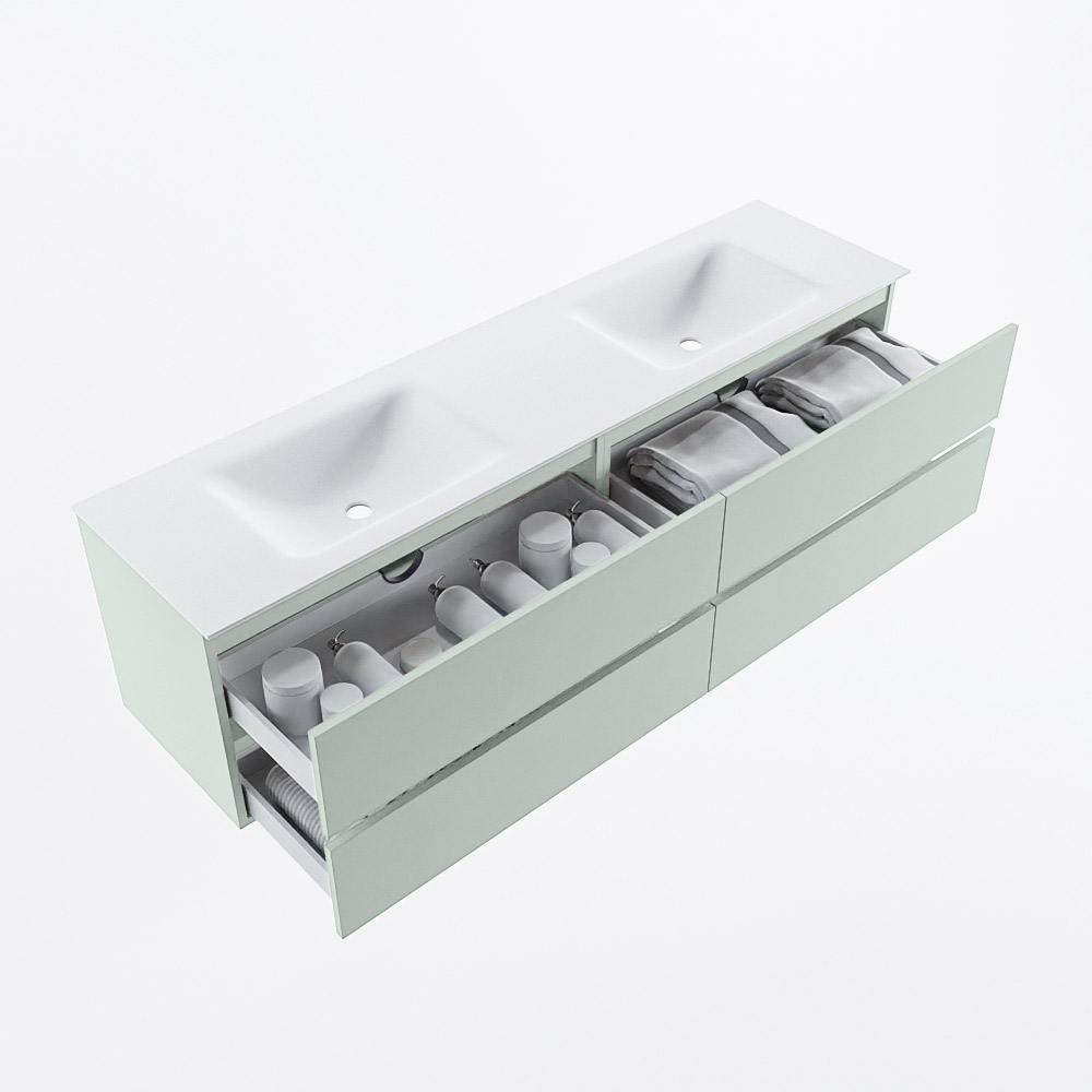 MONDIAZ VICA 180cm mueble de baño Greey 4 cajones. Lavabo CLOUD Doble sin orificio, color Talc. 7 MONDIAZ VICA 180cm mueble de baño Greey 4 cajones. Lavabo CLOUD Doble sin orificio, color Talc. - Imagen 7