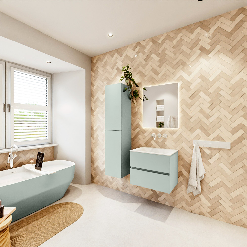 MONDIAZ VICA 60cm mueble de baño Greey 2 cajones. Lavabo CLOUD Centro sin orificio, color Talc. 4 MONDIAZ VICA 60cm mueble de baño Greey 2 cajones. Lavabo CLOUD Centro sin orificio, color Talc. - Imagen 4