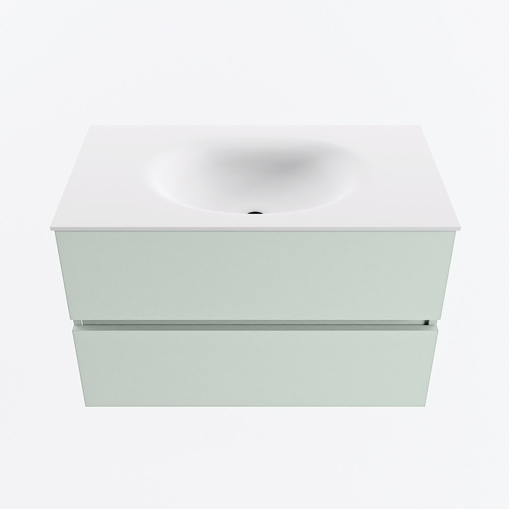 MONDIAZ VICA 80cm mueble de baño Greey 2 cajones. Lavabo MOON Centro sin orificio, color Talc. 5 MONDIAZ VICA 80cm mueble de baño Greey 2 cajones. Lavabo MOON Centro sin orificio, color Talc. - Imagen 5
