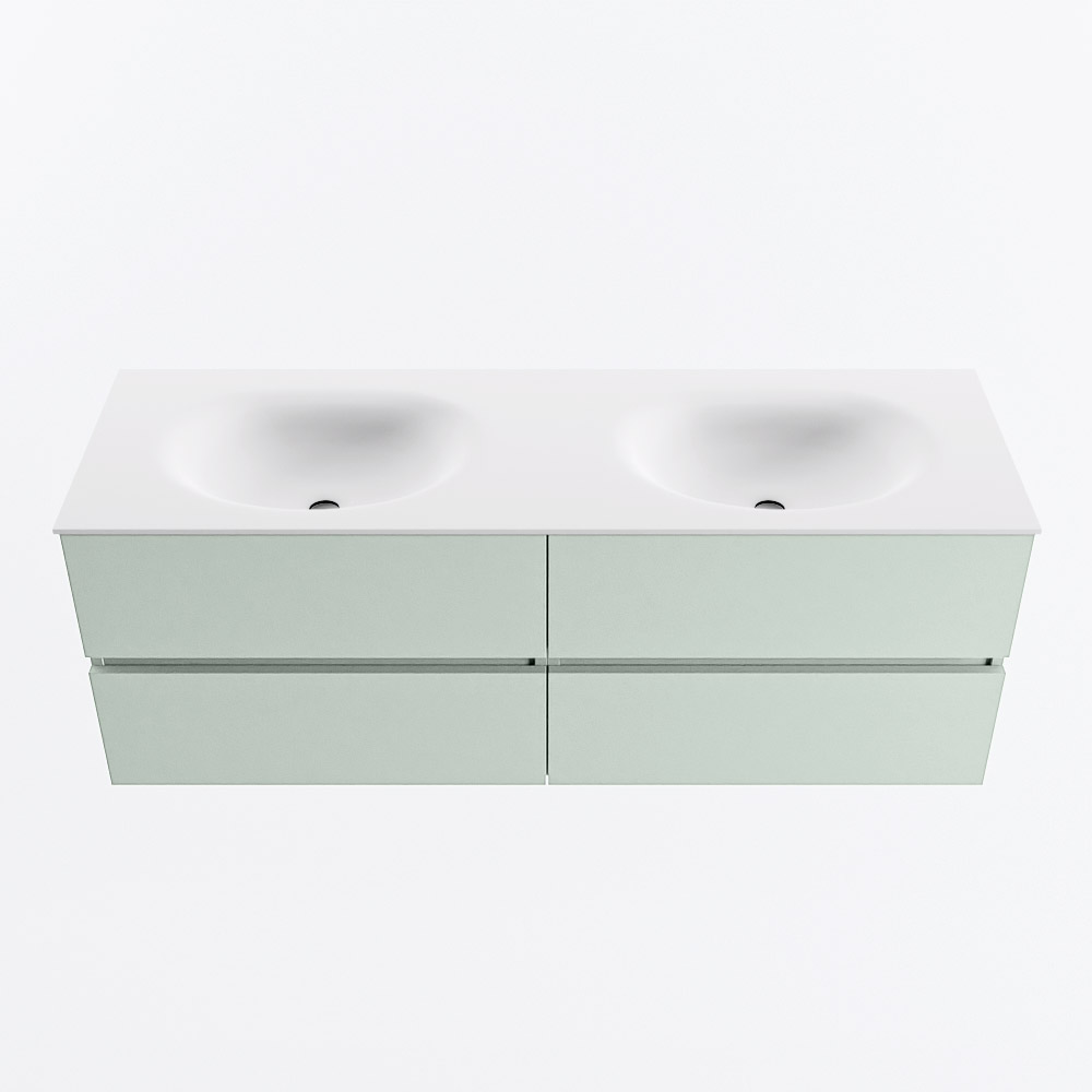 MONDIAZ VICA 140cm mueble de baño Greey 4 cajones. Lavabo MOON Doble sin orificio, color Talc. 5 MONDIAZ VICA 140cm mueble de baño Greey 4 cajones. Lavabo MOON Doble sin orificio, color Talc. - Imagen 5