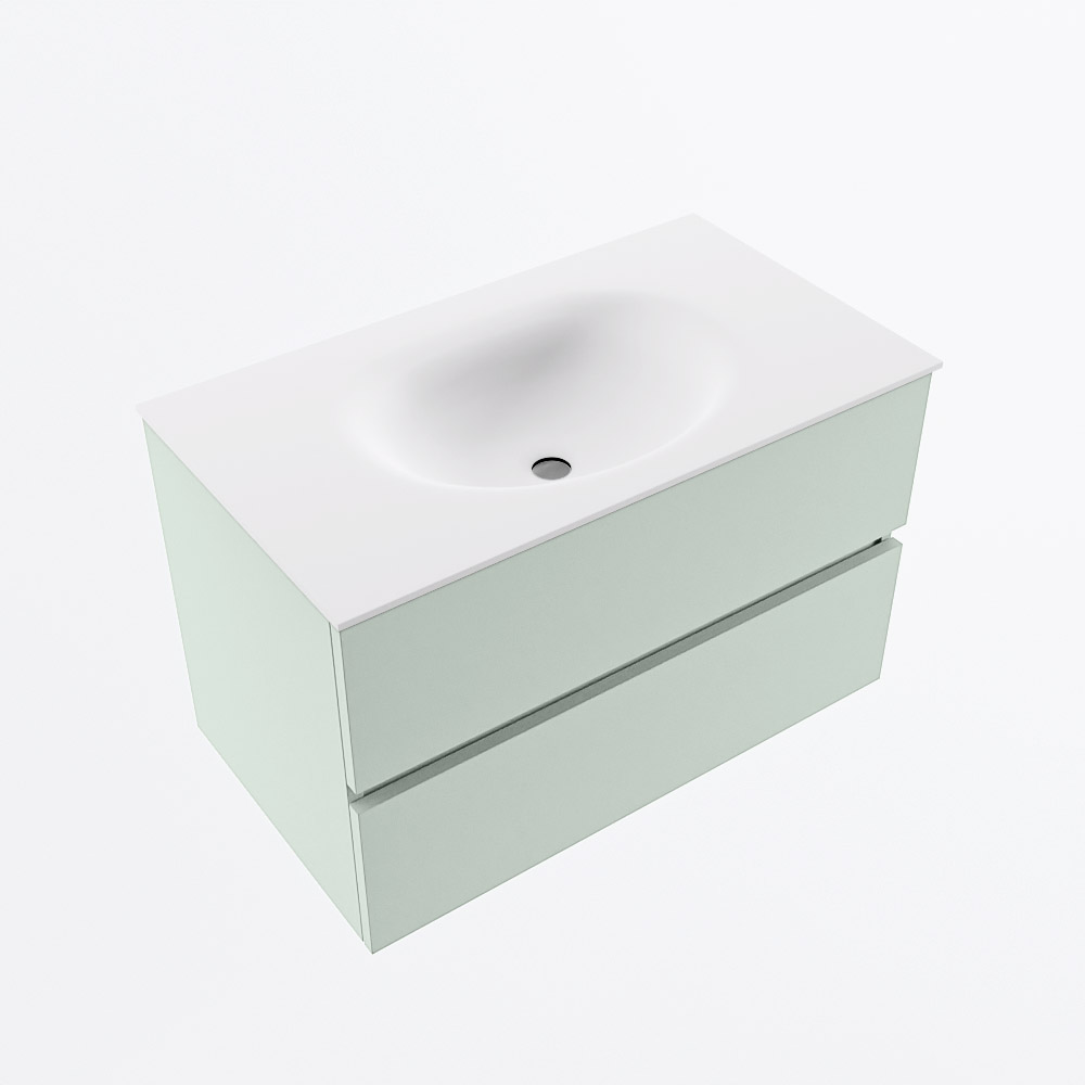 MONDIAZ VICA 80cm mueble de baño Greey 2 cajones. Lavabo MOON Centro sin orificio, color Talc. 6 MONDIAZ VICA 80cm mueble de baño Greey 2 cajones. Lavabo MOON Centro sin orificio, color Talc. - Imagen 6