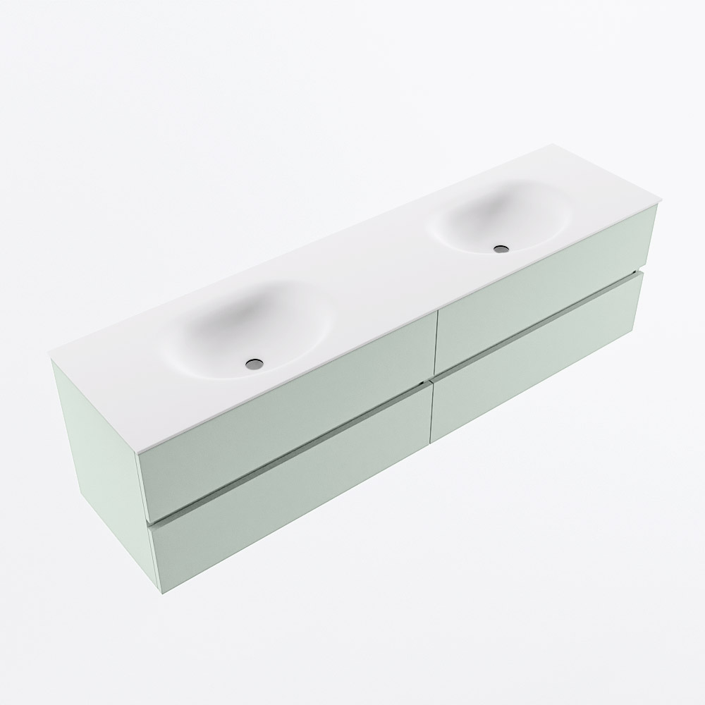 MONDIAZ VICA 180cm mueble de baño Greey 4 cajones. Lavabo MOON Doble 2 orificios, color Talc. 6 MONDIAZ VICA 180cm mueble de baño Greey 4 cajones. Lavabo MOON Doble 2 orificios, color Talc. - Imagen 6
