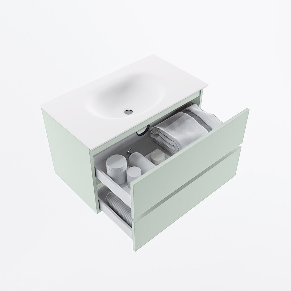 MONDIAZ VICA 80cm mueble de baño Greey 2 cajones. Lavabo MOON Centro sin orificio, color Talc. 7 MONDIAZ VICA 80cm mueble de baño Greey 2 cajones. Lavabo MOON Centro sin orificio, color Talc. - Imagen 7