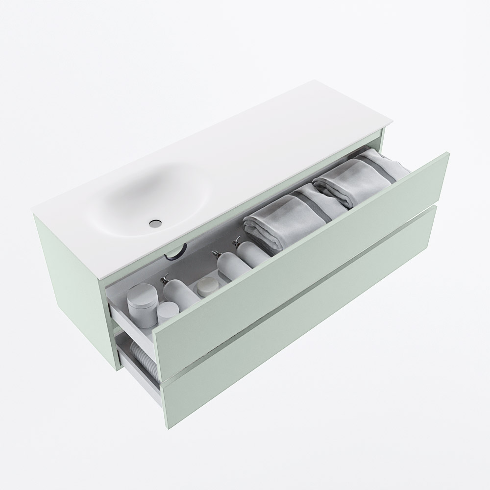 MONDIAZ VICA 140cm mueble de baño Greey 2 cajones. Lavabo MOON Izquierda sin orificio, color Talc. 7 MONDIAZ VICA 140cm mueble de baño Greey 2 cajones. Lavabo MOON Izquierda sin orificio, color Talc. - Imagen 7