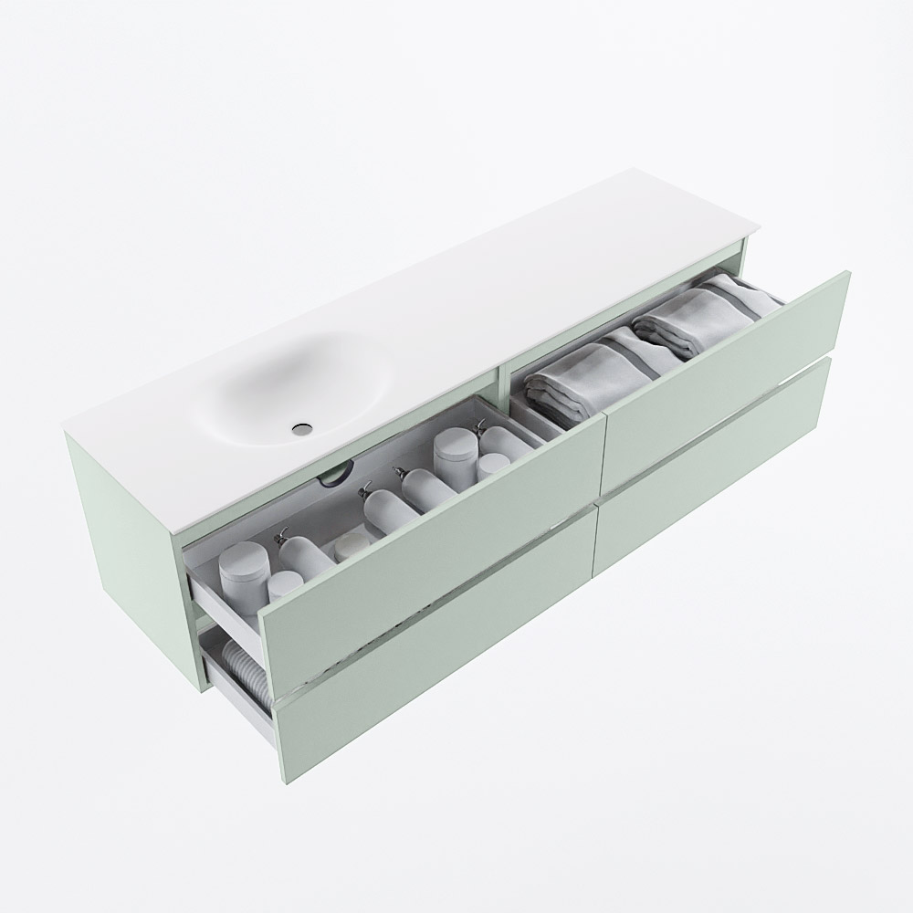 MONDIAZ VICA 180cm mueble de baño Greey 4 cajones. Lavabo MOON Izquierda sin orificio, color Talc. 7 MONDIAZ VICA 180cm mueble de baño Greey 4 cajones. Lavabo MOON Izquierda sin orificio, color Talc. - Imagen 7