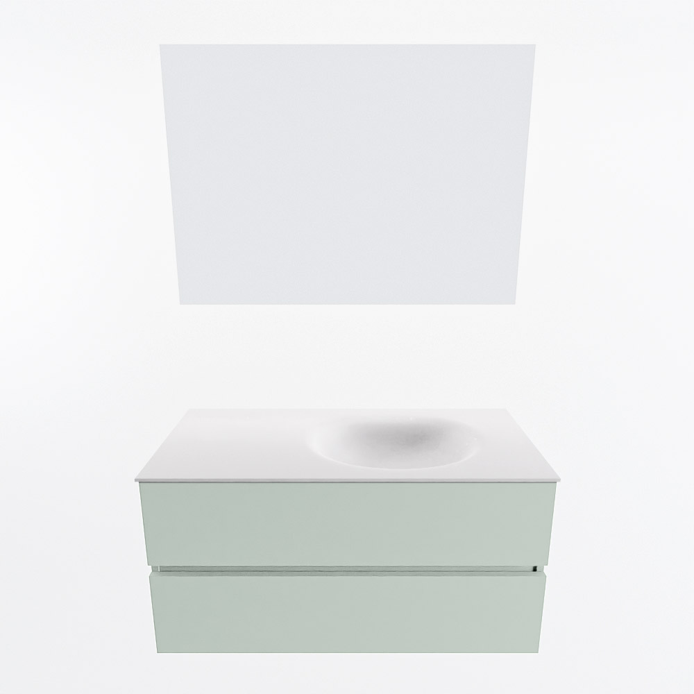 MONDIAZ VICA 100cm mueble de baño Greey 2 cajones. Lavabo MOON Derecho sin orificio color Talc con espejo LED. 5 MONDIAZ VICA 100cm mueble de baño Greey 2 cajones. Lavabo MOON Derecho sin orificio color Talc con espejo LED. - Imagen 5