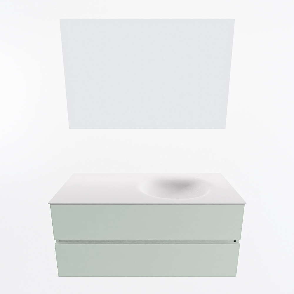 MONDIAZ VICA 110cm mueble de baño Greey 2 cajones. Lavabo MOON Derecho 1 orificio color Talc con espejo LED. 5 MONDIAZ VICA 110cm mueble de baño Greey 2 cajones. Lavabo MOON Derecho 1 orificio color Talc con espejo LED. - Imagen 5