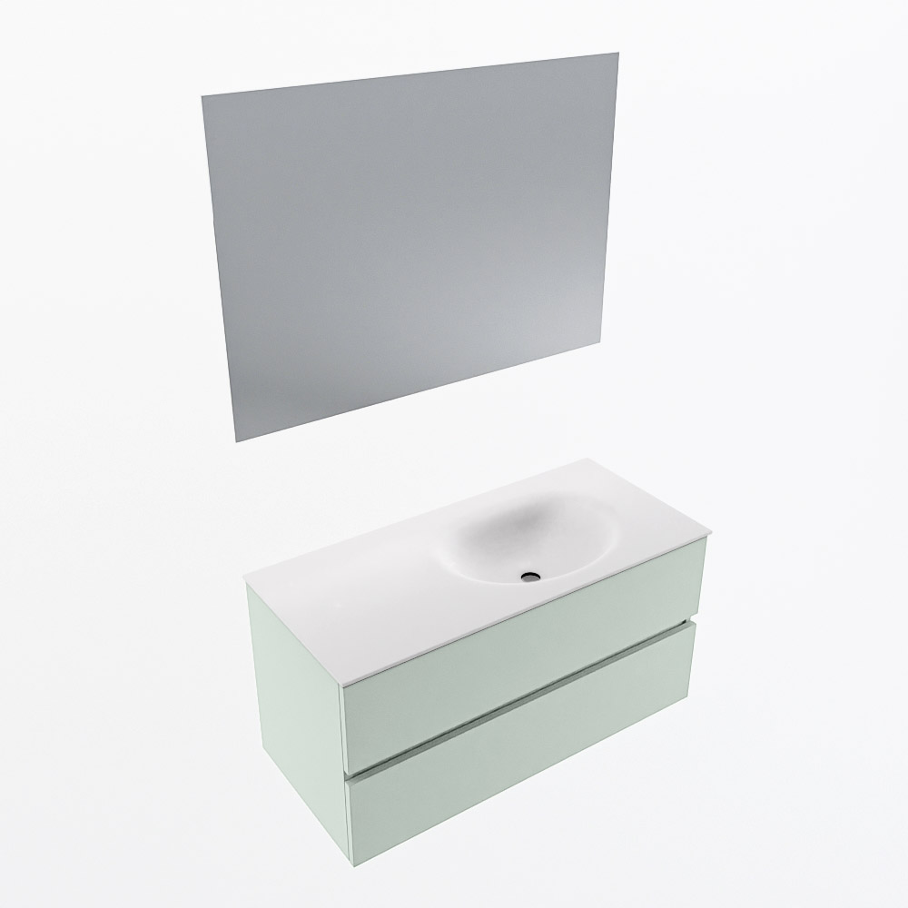 MONDIAZ VICA 100cm mueble de baño Greey 2 cajones. Lavabo MOON Derecho sin orificio color Talc con espejo LED. 6 MONDIAZ VICA 100cm mueble de baño Greey 2 cajones. Lavabo MOON Derecho sin orificio color Talc con espejo LED. - Imagen 6