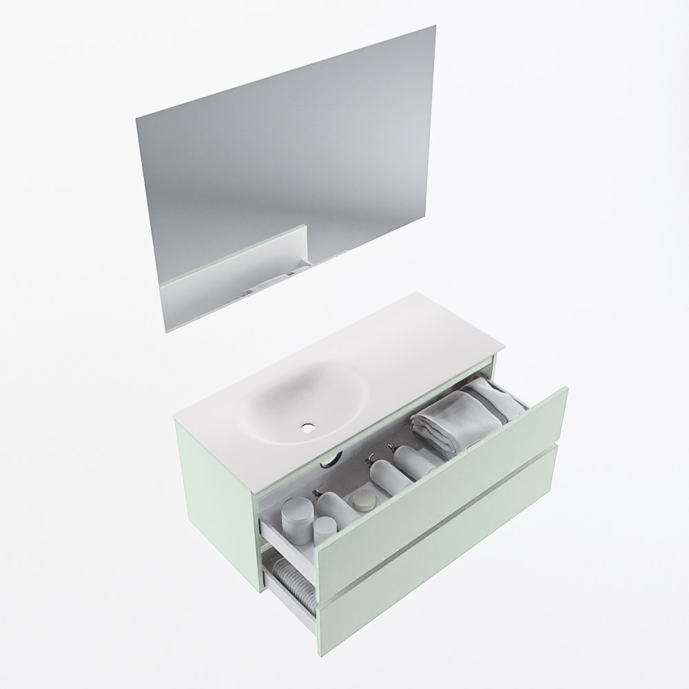 MONDIAZ VICA 110cm mueble de baño Greey 2 cajones. Lavabo MOON Izquierda sin orificio color Talc con espejo LED. 7 MONDIAZ VICA 110cm mueble de baño Greey 2 cajones. Lavabo MOON Izquierda sin orificio color Talc con espejo LED. - Imagen 7