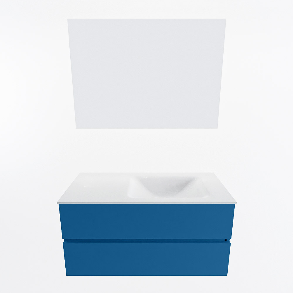 MONDIAZ VICA 100cm mueble de baño Jeans 2 cajones. Lavabo CLOUD Derecho 1 orificio color Talc con espejo LED. 5 MONDIAZ VICA 100cm mueble de baño Jeans 2 cajones. Lavabo CLOUD Derecho 1 orificio color Talc con espejo LED. - Imagen 5