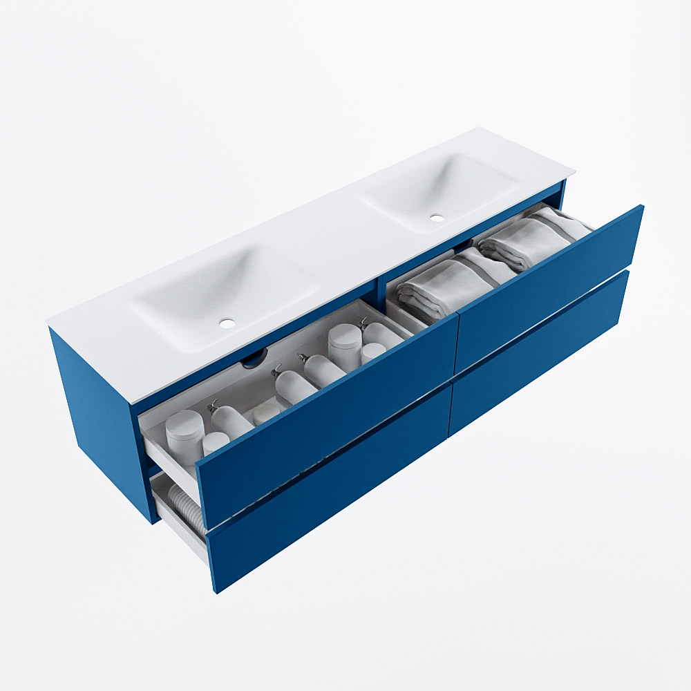 MONDIAZ VICA 180cm mueble de baño Jeans 4 cajones. Lavabo CLOUD Doble sin orificio, color Talc. 7 MONDIAZ VICA 180cm mueble de baño Jeans 4 cajones. Lavabo CLOUD Doble sin orificio, color Talc. - Imagen 7