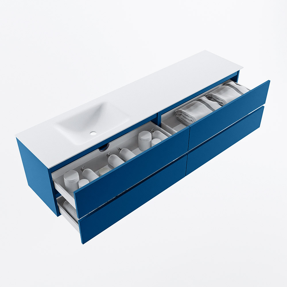 MONDIAZ VICA 200cm mueble de baño Jeans 4 cajones. Lavabo CLOUD Izquierda sin orificio, color Talc. 7 MONDIAZ VICA 200cm mueble de baño Jeans 4 cajones. Lavabo CLOUD Izquierda sin orificio, color Talc. - Imagen 7
