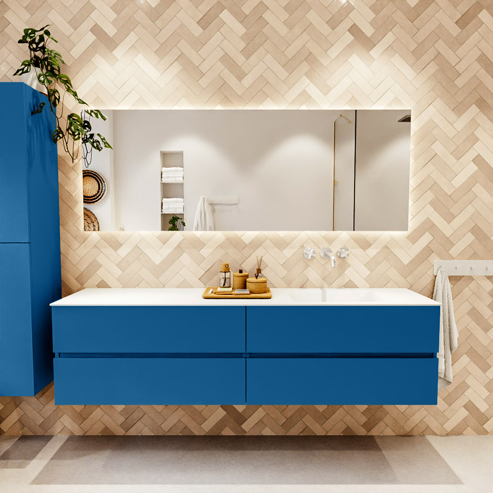 MONDIAZ VICA 190cm mueble de baño Jeans 4 cajones. Lavabo CLOUD Derecho sin orificio, color Talc. 2 color Talc.