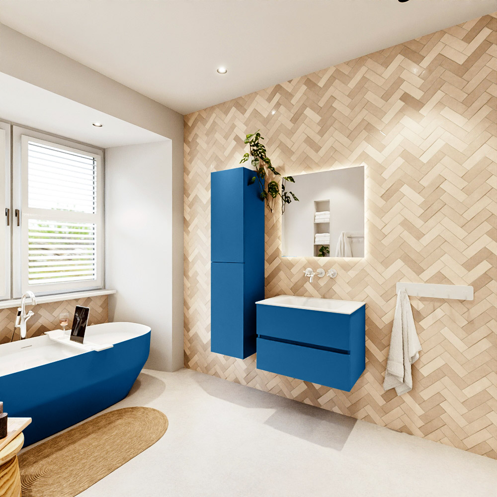 MONDIAZ VICA 70cm mueble de baño Jeans 2 cajones. Lavabo CLOUD Centro sin orificio, color Talc. 4 MONDIAZ VICA 70cm mueble de baño Jeans 2 cajones. Lavabo CLOUD Centro sin orificio, color Talc. - Imagen 4