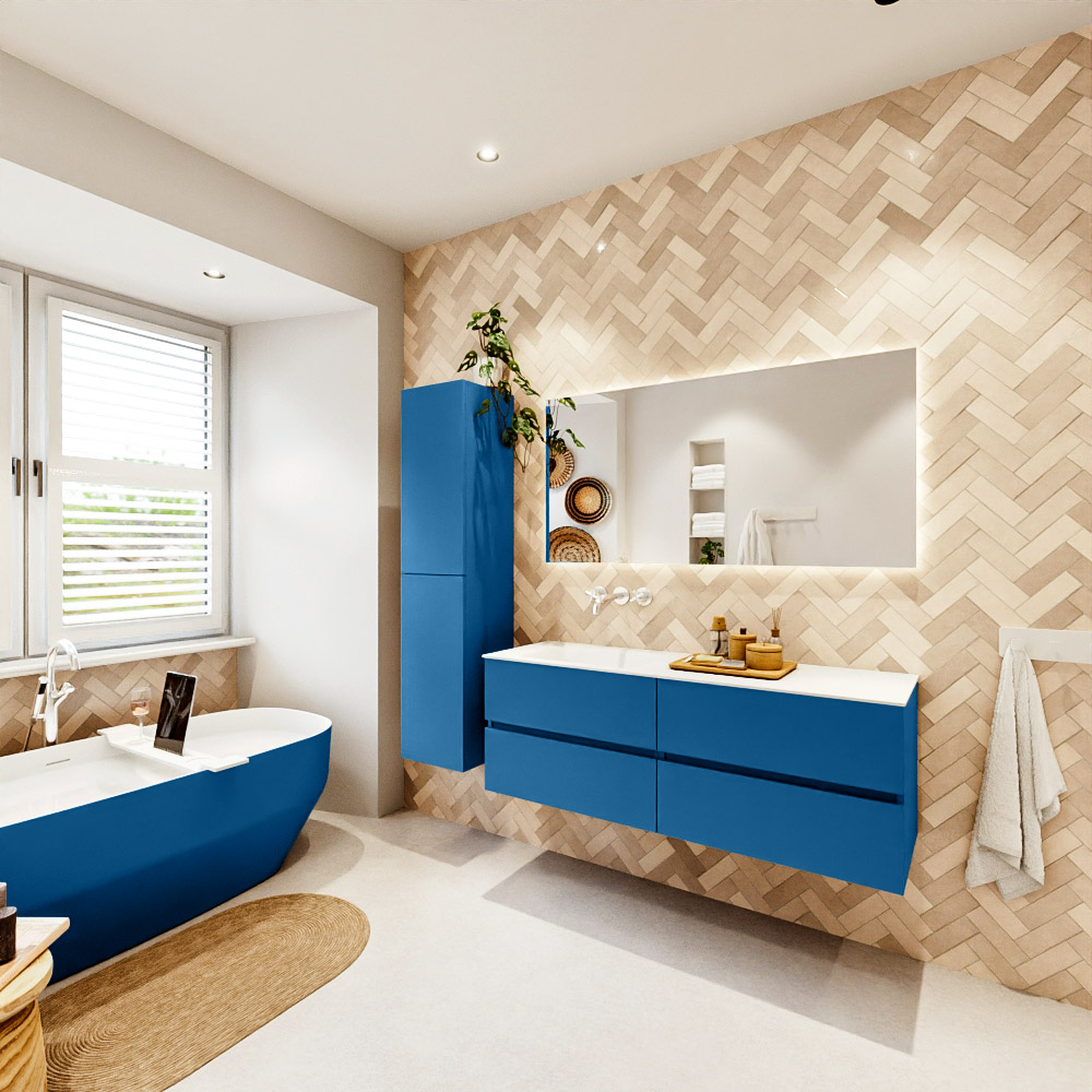 MONDIAZ VICA 140cm mueble de baño Jeans 4 cajones. Lavabo CLOUD Izquierda sin orificio, color Talc. 4 MONDIAZ VICA 140cm mueble de baño Jeans 4 cajones. Lavabo CLOUD Izquierda sin orificio, color Talc. - Imagen 4