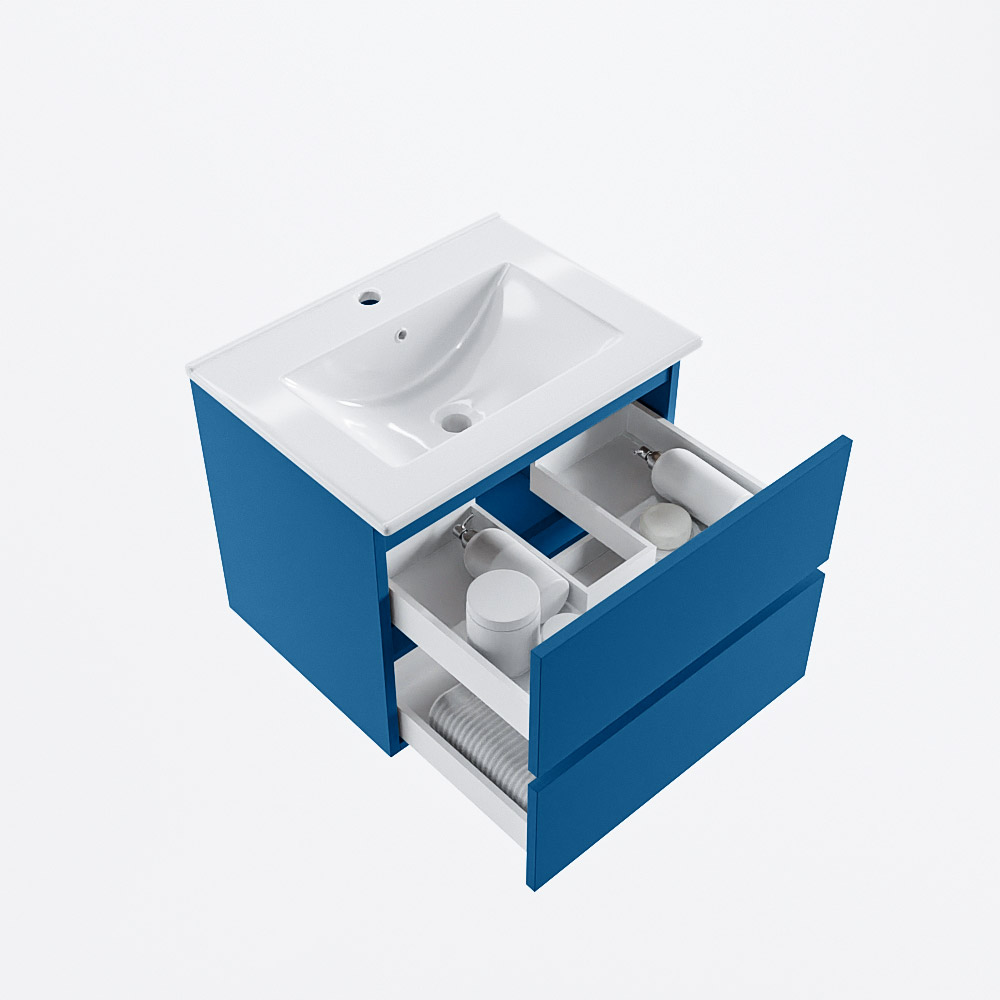 MONDIAZ VICA 60cm mueble de baño Jeans 2 cajones. Lavabo DENIA Centro 1 orificio, color Blanco brillo. 7 MONDIAZ VICA 60cm mueble de baño Jeans 2 cajones. Lavabo DENIA Centro 1 orificio, color Blanco brillo. - Imagen 7