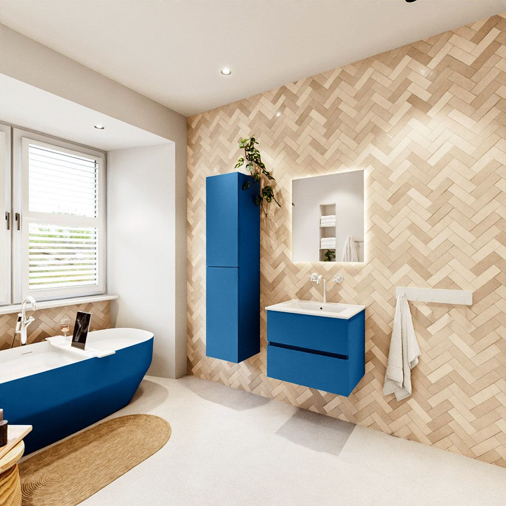 MONDIAZ VICA 60cm mueble de baño Jeans 2 cajones. Lavabo DENIA Centro 1 orificio, color Blanco brillo. 4 MONDIAZ VICA 60cm mueble de baño Jeans 2 cajones. Lavabo DENIA Centro 1 orificio, color Blanco brillo. - Imagen 4