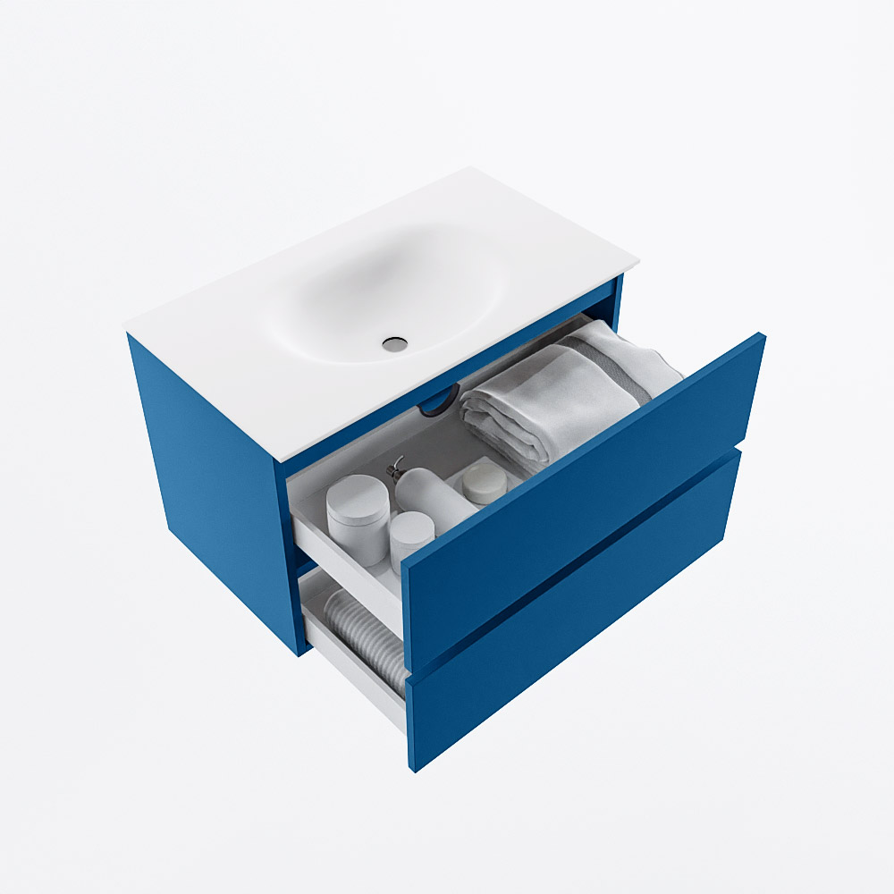 MONDIAZ VICA 80cm mueble de baño Jeans 2 cajones. Lavabo MOON Centro sin orificio, color Talc. 7 MONDIAZ VICA 80cm mueble de baño Jeans 2 cajones. Lavabo MOON Centro sin orificio, color Talc. - Imagen 7