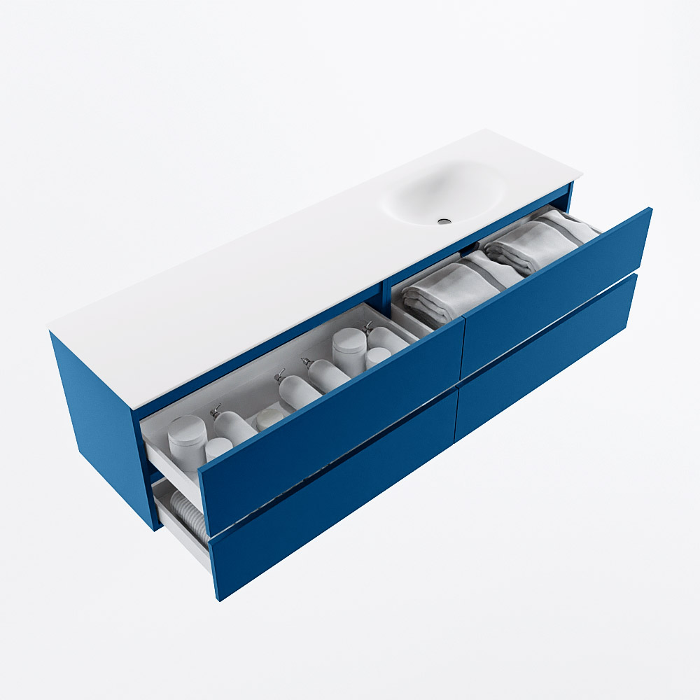 MONDIAZ VICA 180cm mueble de baño Jeans 4 cajones. Lavabo MOON Derecho 1 orificio, color Talc. 7 MONDIAZ VICA 180cm mueble de baño Jeans 4 cajones. Lavabo MOON Derecho 1 orificio, color Talc. - Imagen 7