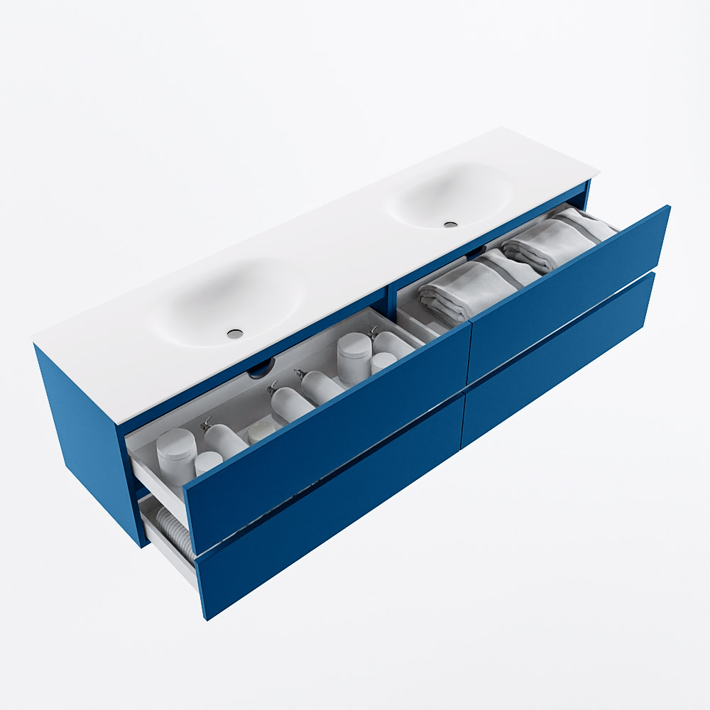 MONDIAZ VICA 190cm mueble de baño Jeans 4 cajones. Lavabo MOON Doble 2 orificios, color Talc. 7 MONDIAZ VICA 190cm mueble de baño Jeans 4 cajones. Lavabo MOON Doble 2 orificios, color Talc. - Imagen 7