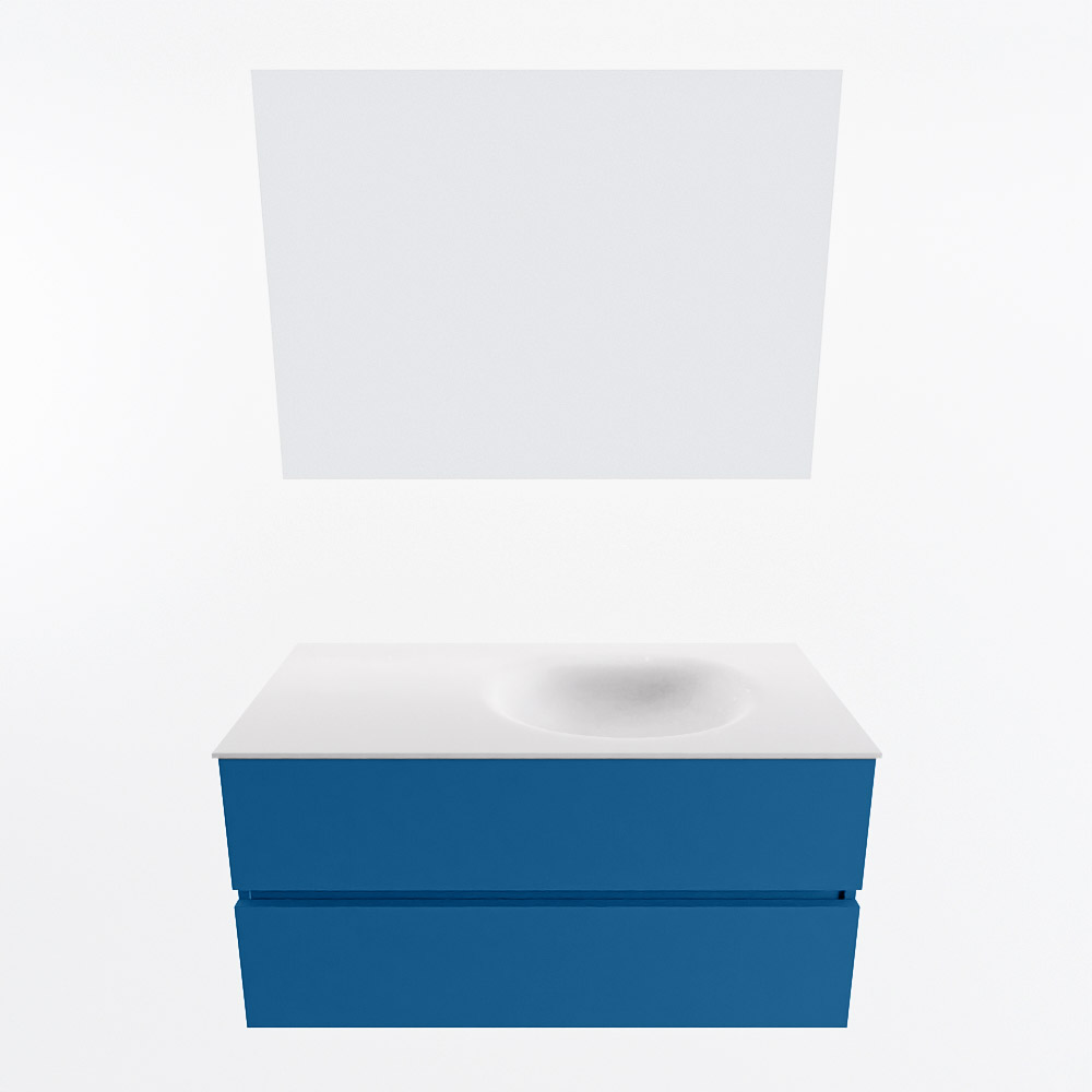 MONDIAZ VICA 100cm mueble de baño Jeans 2 cajones. Lavabo MOON Derecho sin orificio color Talc con espejo LED. 5 MONDIAZ VICA 100cm mueble de baño Jeans 2 cajones. Lavabo MOON Derecho sin orificio color Talc con espejo LED. - Imagen 5