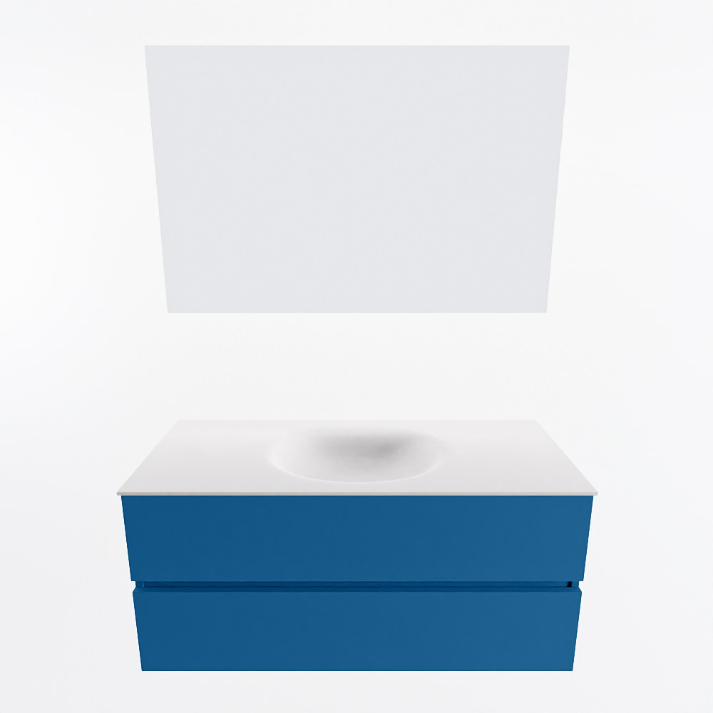 MONDIAZ VICA 110cm mueble de baño Jeans 2 cajones. Lavabo MOON Centro 1 orificio color Talc con espejo LED. 5 MONDIAZ VICA 110cm mueble de baño Jeans 2 cajones. Lavabo MOON Centro 1 orificio color Talc con espejo LED. - Imagen 5