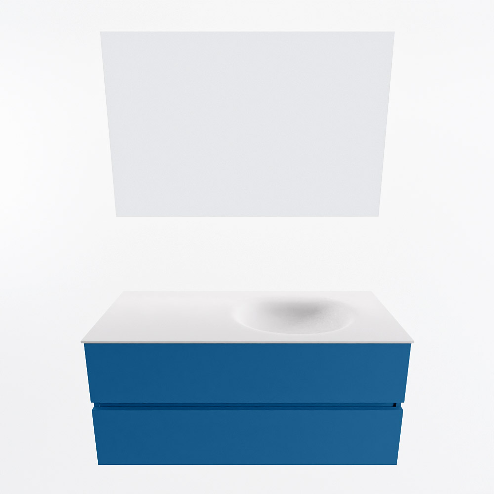 MONDIAZ VICA 110cm mueble de baño Jeans 2 cajones. Lavabo MOON Derecho sin orificio color Talc con espejo LED. 5 MONDIAZ VICA 110cm mueble de baño Jeans 2 cajones. Lavabo MOON Derecho sin orificio color Talc con espejo LED. - Imagen 5