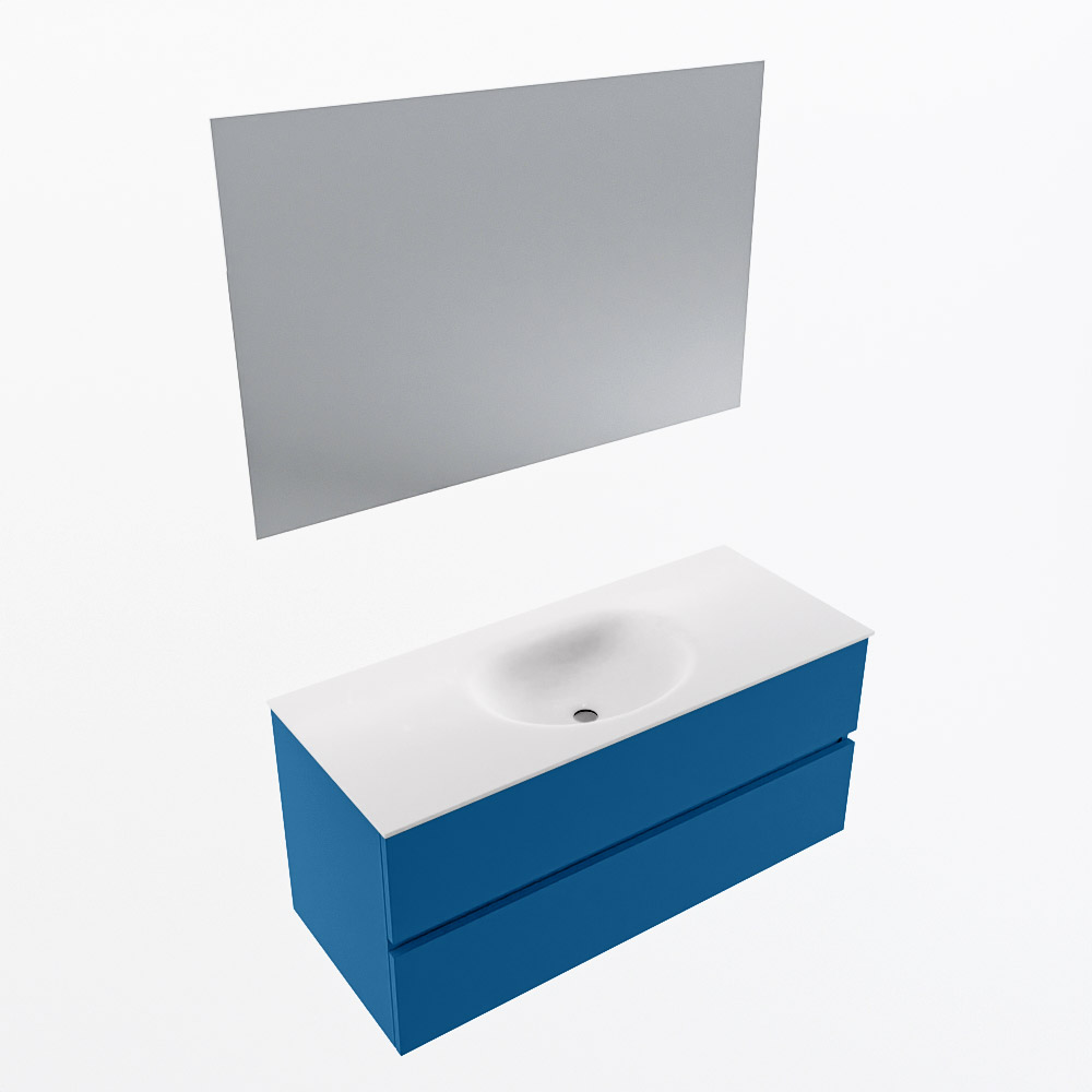 MONDIAZ VICA 110cm mueble de baño Jeans 2 cajones. Lavabo MOON Centro 1 orificio color Talc con espejo LED. 6 MONDIAZ VICA 110cm mueble de baño Jeans 2 cajones. Lavabo MOON Centro 1 orificio color Talc con espejo LED. - Imagen 6