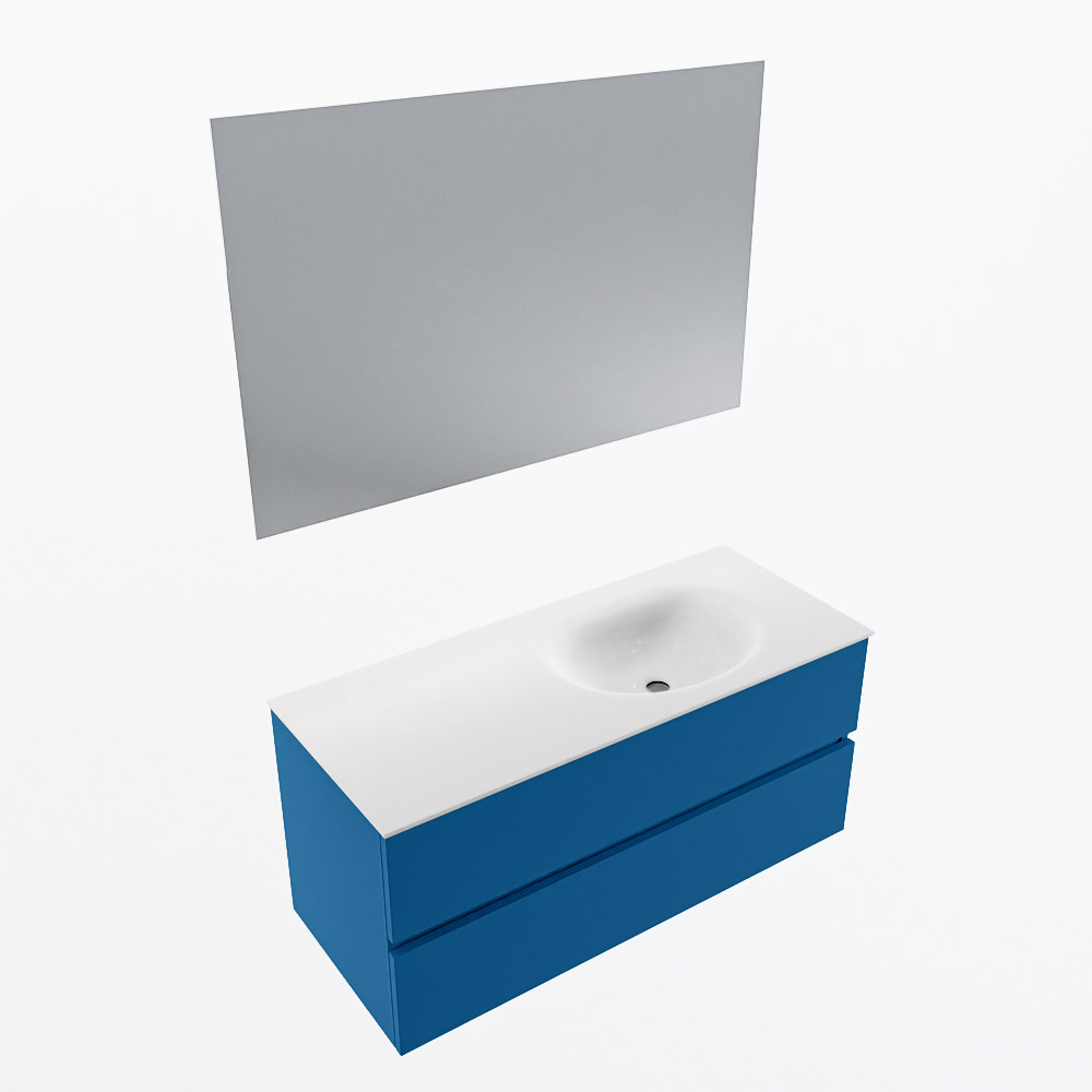 MONDIAZ VICA 110cm mueble de baño Jeans 2 cajones. Lavabo MOON Derecho sin orificio color Talc con espejo LED. 6 MONDIAZ VICA 110cm mueble de baño Jeans 2 cajones. Lavabo MOON Derecho sin orificio color Talc con espejo LED. - Imagen 6