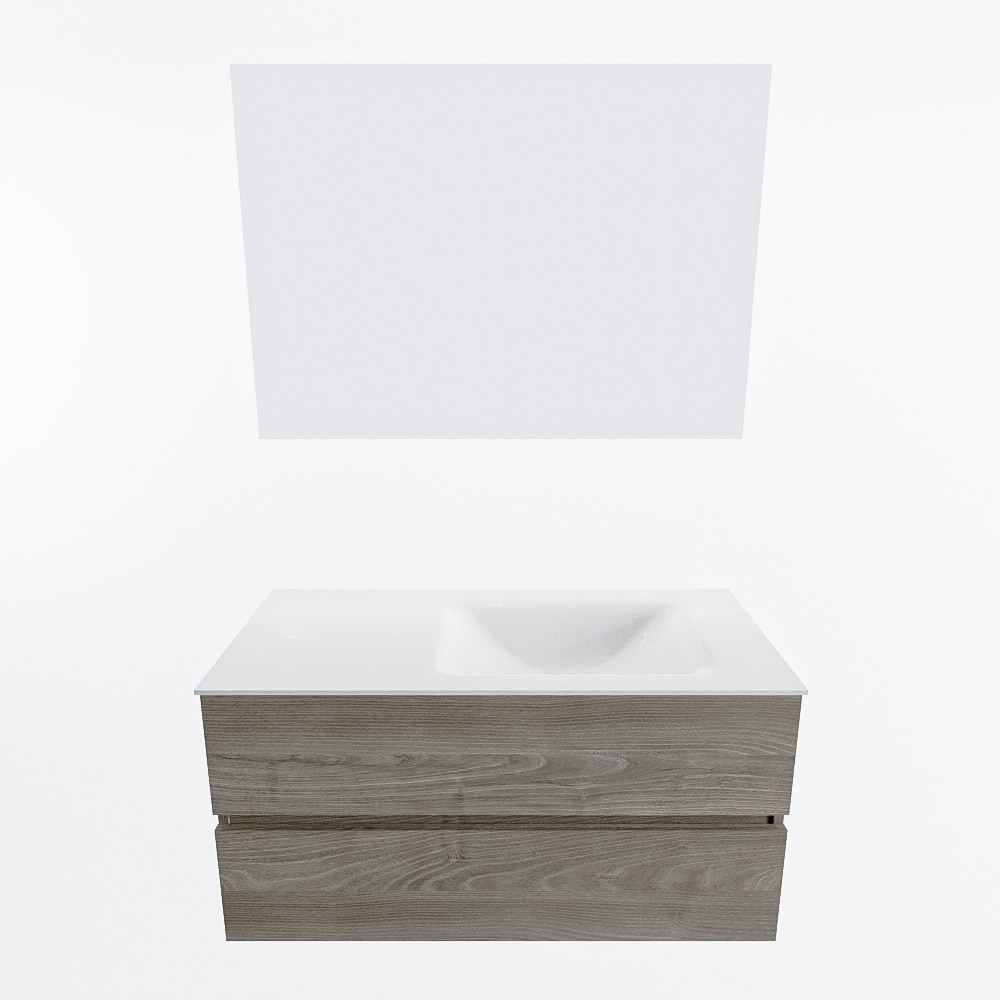MONDIAZ VICA 100cm mueble de baño Light Brown Grey 2 cajones. Lavabo CLOUD Derecho 1 orificio color Talc con espejo LED. 5 MONDIAZ VICA 100cm mueble de baño Light Brown Grey 2 cajones. Lavabo CLOUD Derecho 1 orificio color Talc con espejo LED. - Imagen 5