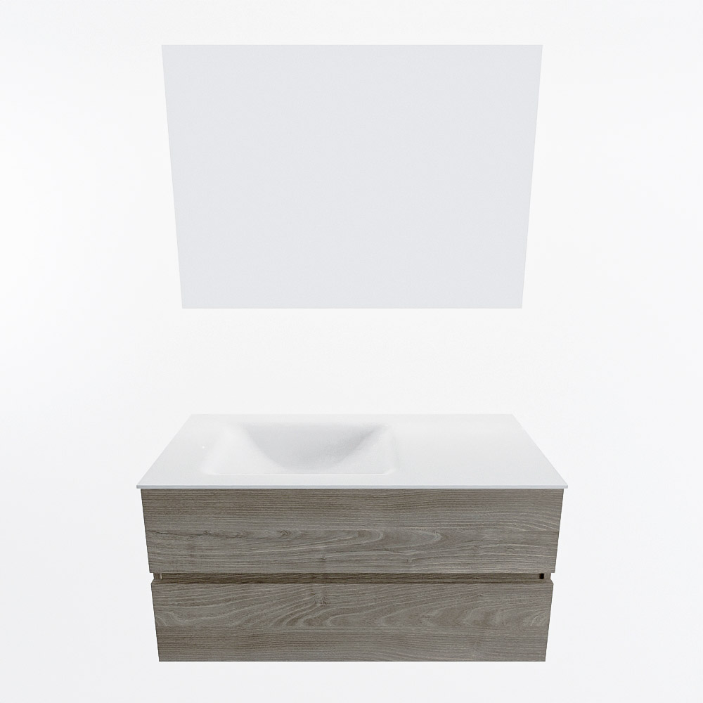 MONDIAZ VICA 100cm mueble de baño Light Brown Grey 2 cajones. Lavabo CLOUD Izquierda sin orificio color Talc con espejo LED. 5 MONDIAZ VICA 100cm mueble de baño Light Brown Grey 2 cajones. Lavabo CLOUD Izquierda sin orificio color Talc con espejo LED. - Imagen 5