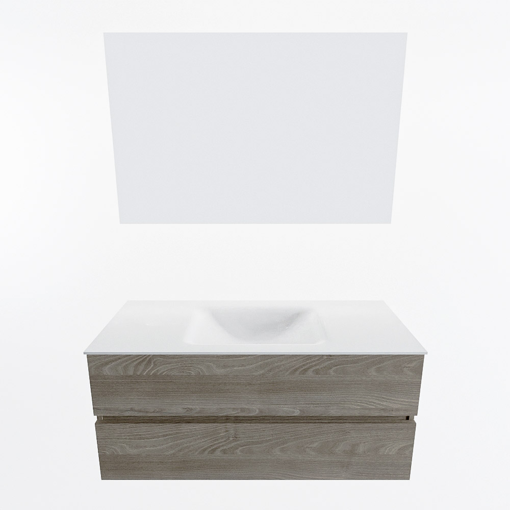 MONDIAZ VICA 110cm mueble de baño Light Brown Grey 2 cajones. Lavabo CLOUD Centro sin orificio color Talc con espejo LED. 5 MONDIAZ VICA 110cm mueble de baño Light Brown Grey 2 cajones. Lavabo CLOUD Centro sin orificio color Talc con espejo LED. - Imagen 5