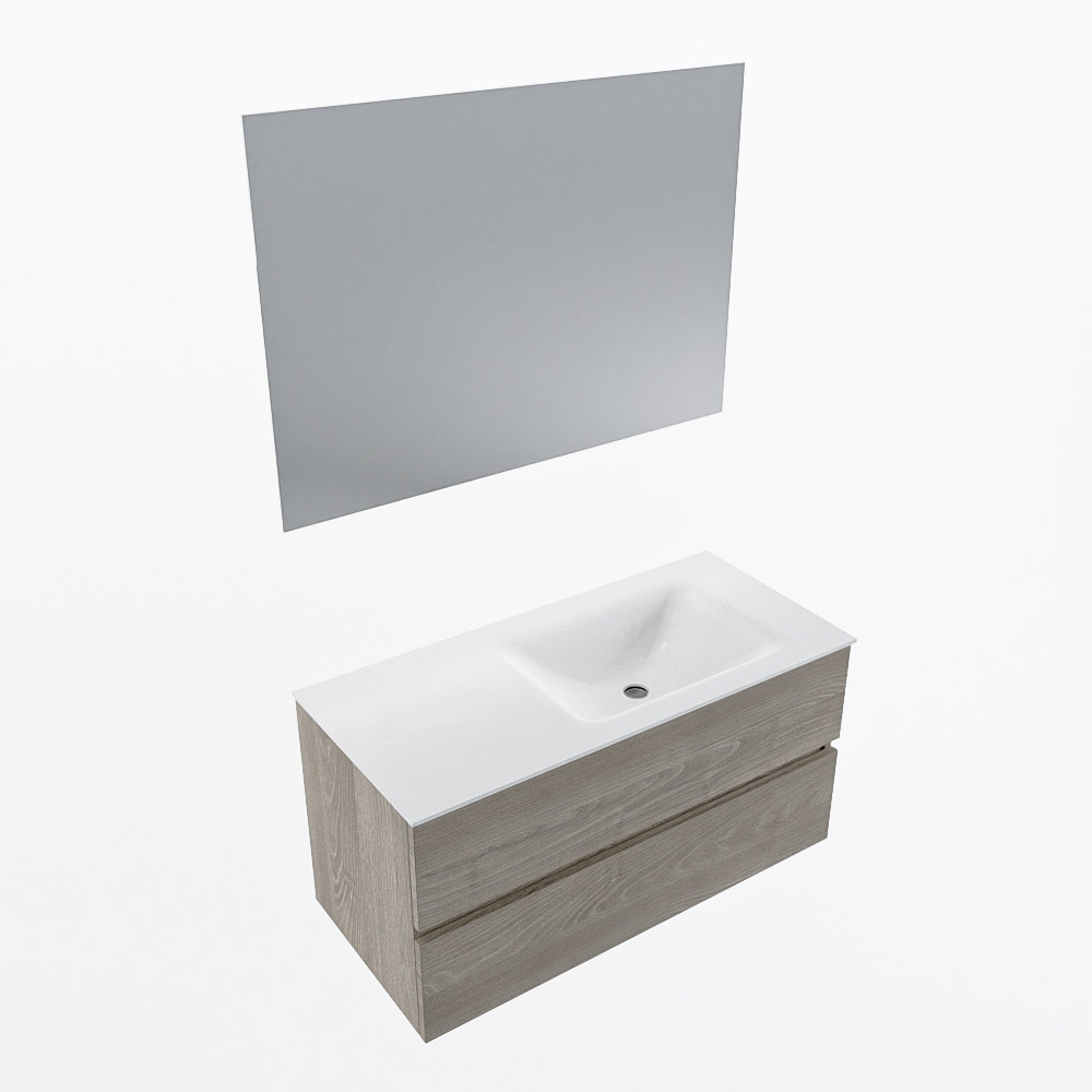 MONDIAZ VICA 100cm mueble de baño Light Brown Grey 2 cajones. Lavabo CLOUD Derecho 1 orificio color Talc con espejo LED. 6 MONDIAZ VICA 100cm mueble de baño Light Brown Grey 2 cajones. Lavabo CLOUD Derecho 1 orificio color Talc con espejo LED. - Imagen 6