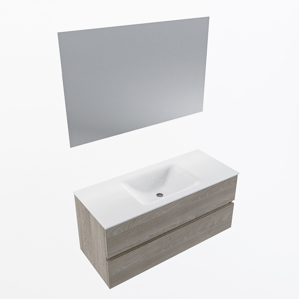 MONDIAZ VICA 110cm mueble de baño Light Brown Grey 2 cajones. Lavabo CLOUD Centro sin orificio color Talc con espejo LED. 6 MONDIAZ VICA 110cm mueble de baño Light Brown Grey 2 cajones. Lavabo CLOUD Centro sin orificio color Talc con espejo LED. - Imagen 6
