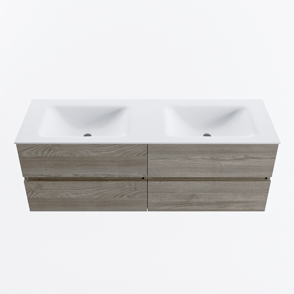 MONDIAZ VICA 140cm mueble de baño Light Brown Grey 4 cajones. Lavabo CLOUD Doble 2 orificios, color Talc. 5 MONDIAZ VICA 140cm mueble de baño Light Brown Grey 4 cajones. Lavabo CLOUD Doble 2 orificios, color Talc. - Imagen 5